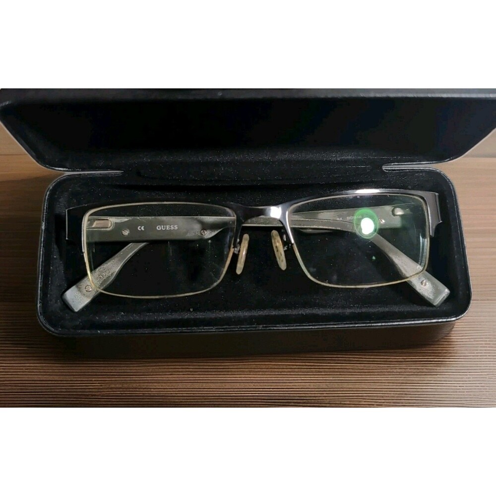 Guess GU1818 Bleached Black Half Rim Eyeglass Frames Only 53-18-145 Flex Hinged